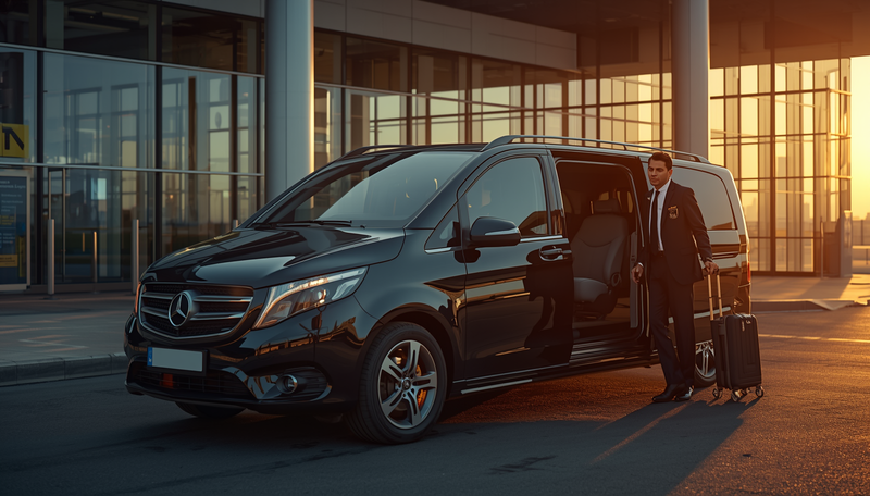 Mercedes Sprinter airport transfer chauffeur service in Dubai